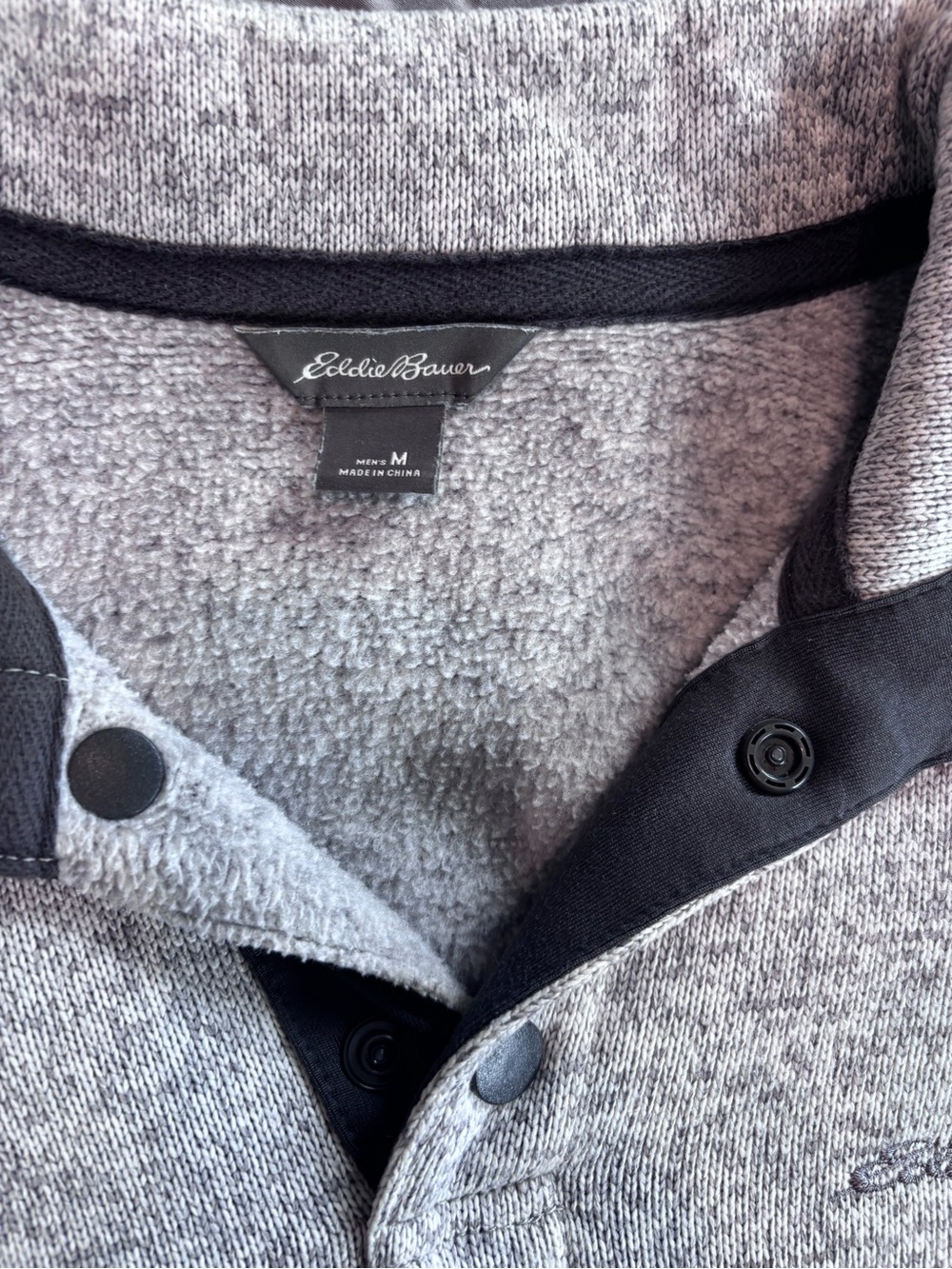 Eddie Bauer Men’s Light Gray Snap-Quarter Zip Pullover - Picture 3 of 4